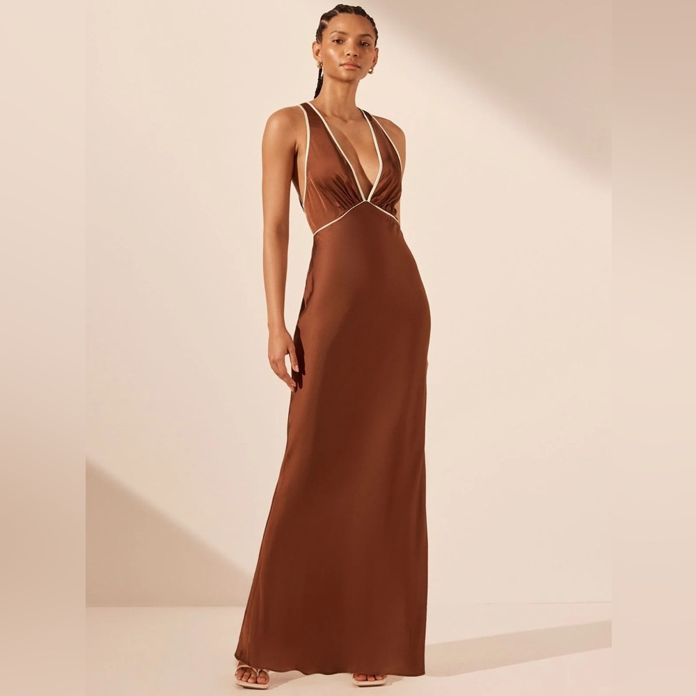 Shona Joy Belkis Contrast Plunged Cross Back Mini Dress